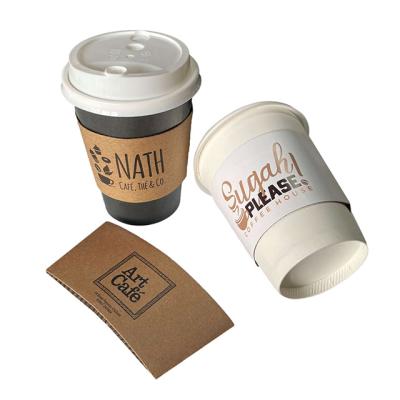 China Biodegradable Mug Sleeves For Cold Drinks Custom Hot Coffee Cup Cardboard Lid Sleeves Handle Ice Coffee Cup Sleeve Thermo kpop for sale