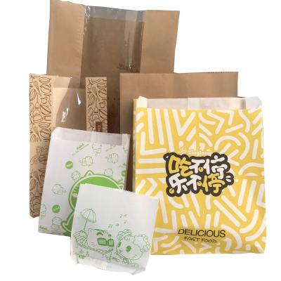 China Recyclable Customized Printed Food Grade Packaging Wholesale Paper Burger Food Bags for sale