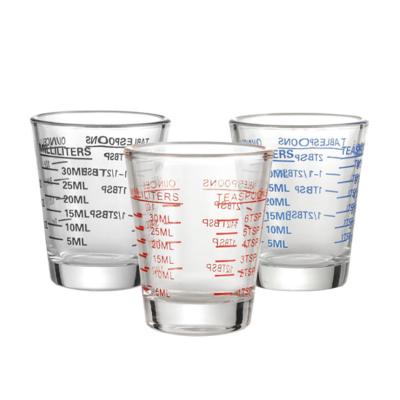 China Sustainable Wholesale Clear Shot Glass Measuring Cup Incremental Measure With Heavy Base For Wine Coffee for sale