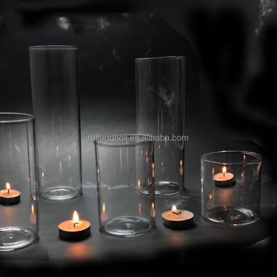 China Morden Cylinder Wholesale Custom Clear Glass Candle Holders Glass Jars For Candle Making for sale