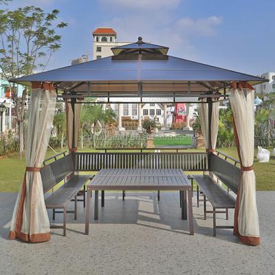 China Outdoor Furniture high quality outdoor pavilion gazebos wrought iron pavilion backyard solar panel used pavilion plastic seats mould for sale