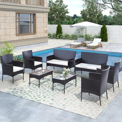 China 7 Piece Contemporary Restaurant Outdoor Dining Set Modern Rattan Furniture Cooking Tools Outdoor Dining Table And Chair Set for sale