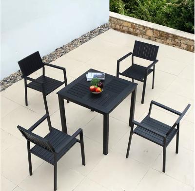 China Traditional outdoor furniture garden sets plastic wood table and patio wicker yard dining restaurant hotel chair for sale