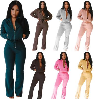 China 2021 New Fashionable Anti-wrinkle Outfit Girl Clothes Two Piece Sets Sweatpants Fitness Tracksuit Tracker Set Women Long 2 Piece Set for sale