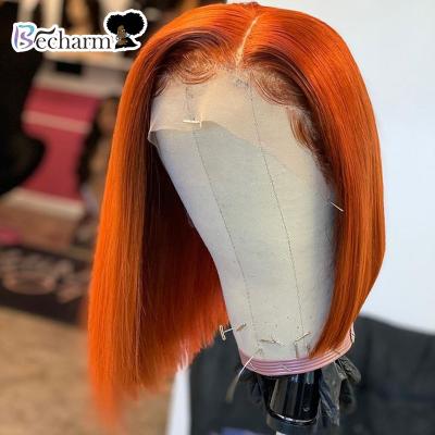 China Brazilian Blue Green Wigs Silky Straight Human Hair 150% Remy Orange Blonde Pink Red Gray Colored Short Bob Cut Wave 13X4 Bob Lace Front Wig Human for sale