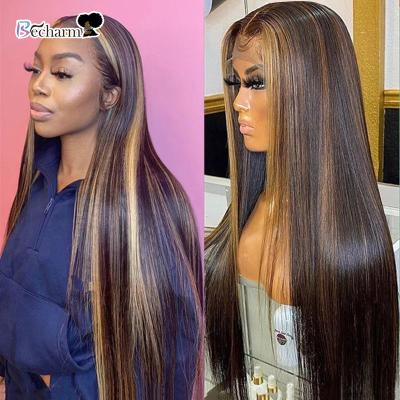 China Silky Straight 40 Inch 4/30 Long Straight Sheer Lace Wave Accented Hair Wigs, Straight 13x4 13x6 360 Highlight Lace Front Wigs Ombre for sale