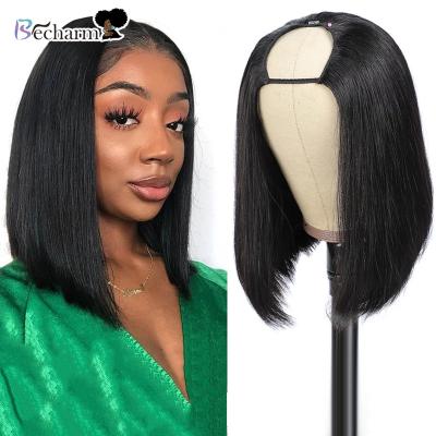 China Silky Straight Unprocessed 100% Wave Hair U Part Short Lead Lace Front Wig , Short Hair Wigs Lace Front Wig , Short Brazilian U Part Wig Lead Wigs for sale