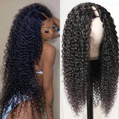 China 100% Wigs, 10a Virgin Brazilian Curly U Part Curly Hair U Part Kinky Curly Wig Can Be Permed And Dye, Custom U Part Clip In Wig for sale