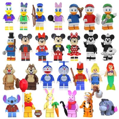 China Safety Cartoon Disneyly Tigger The Rabbit Ruby Mickey Mouse Duck Mini Building Block Figure Kids Toys for sale