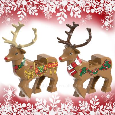 China Safety Happy Christmas Reindeer Building Block Bricks Figure Xmas Toy Gift Kids Birthday Party for sale