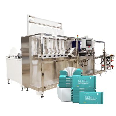 China 6 Lanes Factory Semi-auto Adjustable Big Bag Baby Wet Cloth Making Packaging Machine Production Line for sale