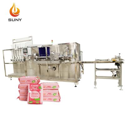 China Semi-automatic Fast Lanes Cleaning Factory Delivery Wet Wipes Production Line 6 Hands Wet Wipes Packing Machine for sale