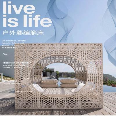 China Wholesale Modern Furniture Aluminum Wicker Outdoor Poolside Patio Shape Sofa Chaise Daybed Sofa for sale