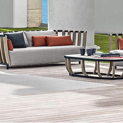 China Grade-A Modern Sectional Solid Teak Wooden Sofa Set Cushions Outdoor Patio Furniture for sale