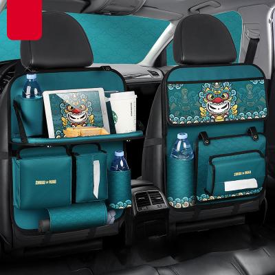 China Durable Universal Car Backseat Organizer Anti-Kick Foldable Foldable Storage Bags Stitched Trunk Backseat Organizer For Kids for sale