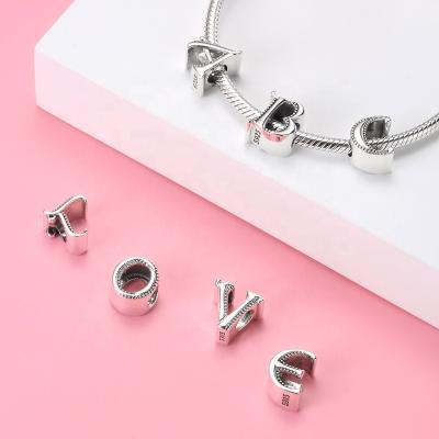 China Real 925 Sterling Silver TRENDY Vintage 26 Alphabet Letter Z Bead Charm Fit Charm Bracelets & Bangles Jewelry Making Jewelry Wholesale for sale