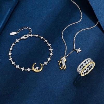 China FASHIONABLE Love Unicorn Necklace Bracelet Ring Earring Set Creative Fashion Design Jewelry Set Women Jewelry Customize for sale