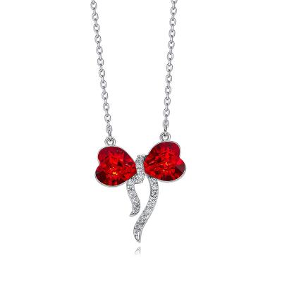 China FASHIONABLE Arc-knot pendant design new 925 sterling silver necklace for women jewelry red crystal necklace accessory temperament for sale