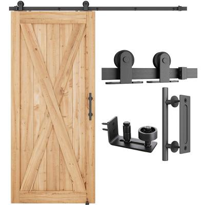 China Modern Top Mount 6FT Sliding Barn Door Hardware Kit Whole Set, Include T Shape Hanger 1 Pull Handle and 1 Floor Guide for sale