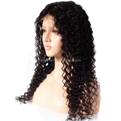 China Hot Selling Natural Virgin Hair Wigs 2019 Deep Wave Human Hair Raw Brazilian Full Lace Wig for sale