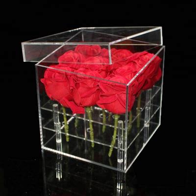 China Recycled materials customize acrylic flower gift&crafts display case round and cube for acrylic roses box clothes shoes and hats jewelry box for sale