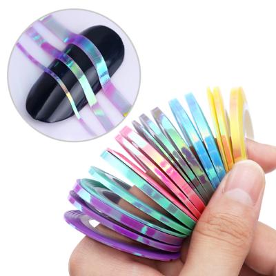 China PET 1mm Nail Striping Line Adhesive Nail Art Tool Decals Manicure Rainbow Mermaid Candy Sticker DIY Tape Decoration for sale