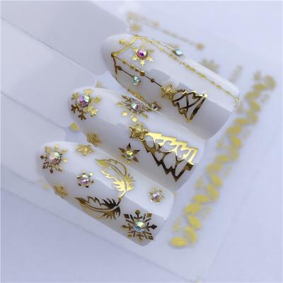 China PET + Sticker 2021 UV Nail Stickers YZW Gold Ink Colombia 3D Decorations Nail Art Wholesale Nails Supplies Decals Wraps Foils Tips for sale