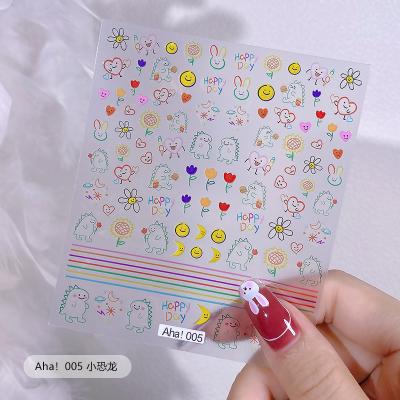 China Paper+PET+UV Nail Salon DIY Cute Nail Art Sticker Decals Adhesive Manicure Cute Thin Beauty 3D Cartoon Korean Peach Flower Ink+AHA Glue for sale