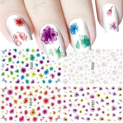 China PET+Uv Ink+Glue F069-136 3D Nail Stickers Decal Manicure Art Decoration Salon Woman Beauty Supplies Thin Adhesive Flower Paper Wraps Printing Paper for sale