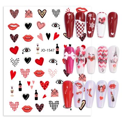 China Paper + 1558 UV Ink + PET+ Glue JOYFUL1418- Valentine's Day Glowing Love Flower Leaves Designs For Nail Art Decoration Stickers Decals Nail Polish Wrap for sale