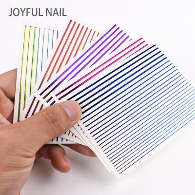 China Paper + UV Colorful Line Art Stickers Polish Strips Line Ink + PET+ Glue Rainbow Color Nail Sticker For Beauty DIY for sale