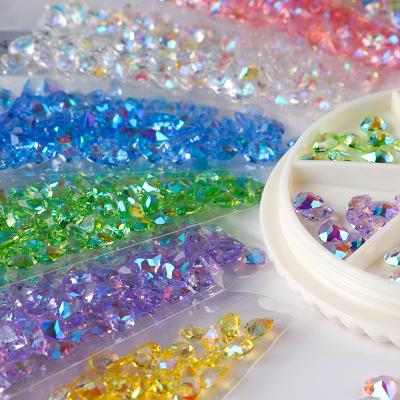 China Nail Art DIY Decoration 2022 Crystal Nail Art Decoration Pointback Rhinestones DIY Resin Heart Sugar Design Nail Art Aurora Summer for sale