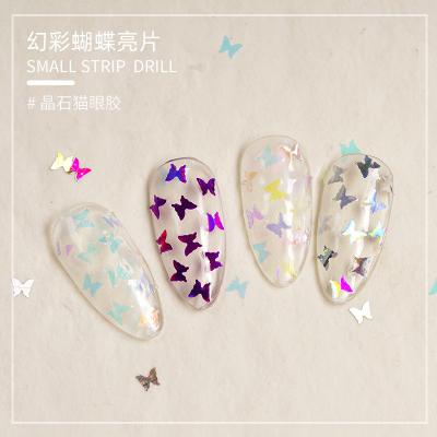 China Cartoon Color Butterfly Jewelry Nail Decals Glitter Holographicv 3D Nail Art Decorations for sale