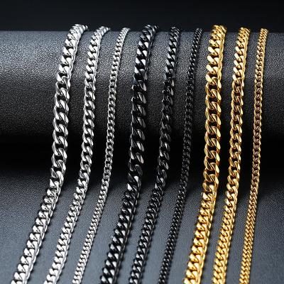 China Miami Stainless Steel Cuban Link Rope Cool Custom Punk Punk Rock Hip Hop Chains Hip Hop Custom Gothic Restrictor For Women Mens Vintage Black Gold Tone Solid Metal for sale