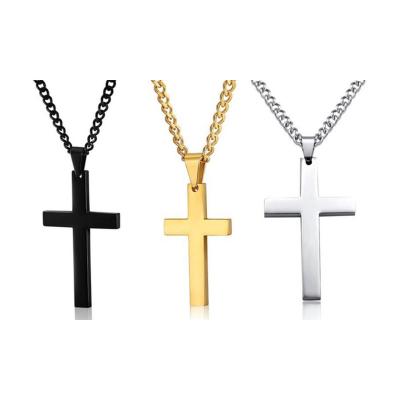 China High Polished Religious Jesus Cross Pendants Necklace For Men IP Gold Plating Necklace OEM Stainless Steel Jewelry Gift for sale