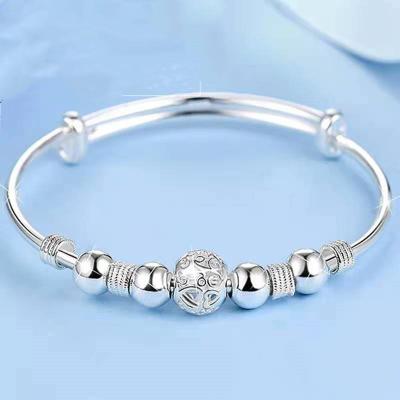 China New Casual/Sporty Korean Fashion 925 Sterling Silver Lucky Beads Bangles For Women Bracelets Designer Party Wedding Jewelry Luxury Gifts for sale