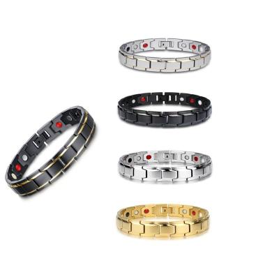 China Hiphop Men's Jewelry Magnetic Therapy Health Stainless Steel Anti Snore Bracelet For Men Gold Adjustable Bracelet for sale