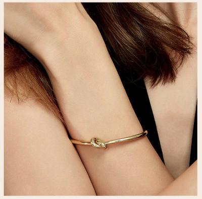 China TRENDY Fashion Round Circular Knot Cuff Bangle Open Bracelets For Women Elegant GoldColor Jewelry Armband for sale