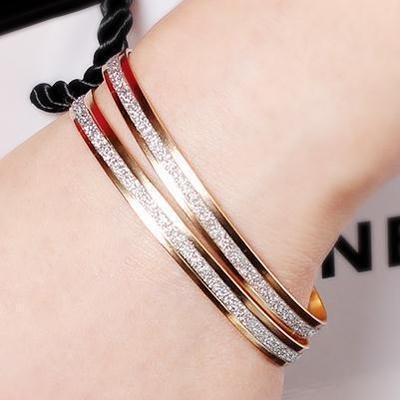 China Trendy Circle Matte Rose Gold Fashion Double Bangles Bracelets for sale