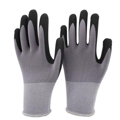 China Guantes de nitrilo Wholesale 15 Gauge Nitrile Sandy Coated Gloves Micro-contact Nylon Gardening Gloves for sale