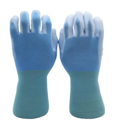 China BMSAFETY Breathable Long Sleeve Shell PU Nylon Gardening Gloves for sale