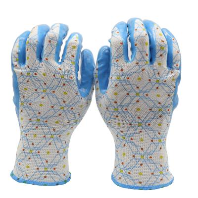 China Custom Printed Nitrile Gardening Women Garden Work Gloves Color Gloves Garden for sale