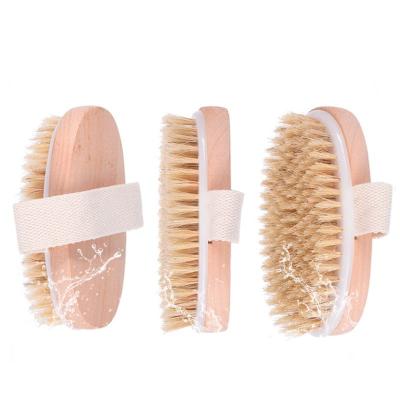 China Clean 100% Natural Bristle Bath Brush Exfoliating Body Massage Shower Brush SPA SPA Man Woman Blood Circulation Wooden Dry Brush for sale