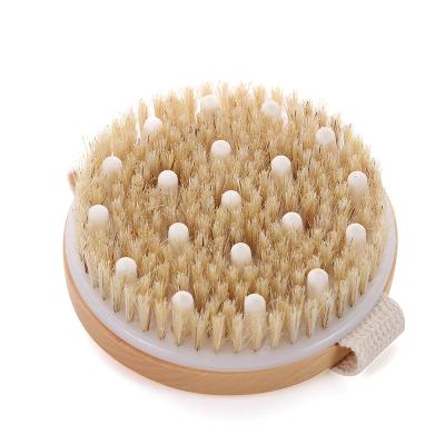 China Clean Natural Organic Body Brush Massager Bamboo Boar Bristle Wet Back Shower Sweeps Exfoliating Bathing Brush for sale