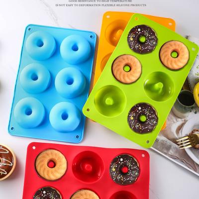 China Sustainable Donut Mold Silicone Chocolate Mold For Non-Stick Pastry DIY Bread Making Tray Heat Resistant Donut Dessert Bake Making Tools Bak for sale