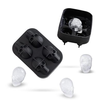 China Unique Design 3D 4 Grids Ice Cube Viable Silicone Tray Maker Ice Ball Mold for Wine Bar Kitchen Accessories for sale