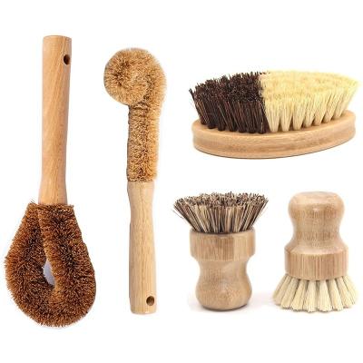 China Bamboo Dish Cleaning Kitchen Sustainable Sisal Brush Sisal Coconut Fiber Dish Scrubbing Brush For Vegetable Fruit Pan Dish Bottle Pot for sale