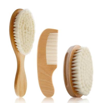 China Portable Small Child Baby Brush Wool Hair Comb Head Massager Infant Newborn Natural Wooden Compact Brush Newborn Baby Accessories for sale