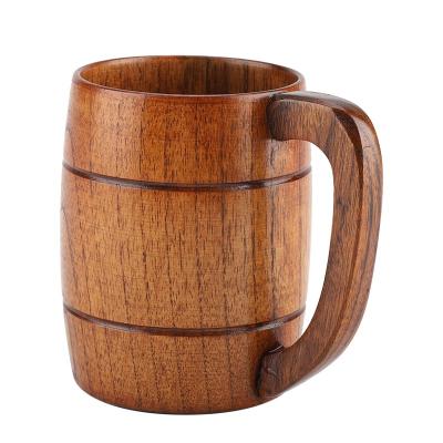 China Retro Large Capacity Natural Wooden Classic Tea Cup Beer Mug Heatproof Wooden Drinking Water Bottle Sustainable Water Drinkware for sale