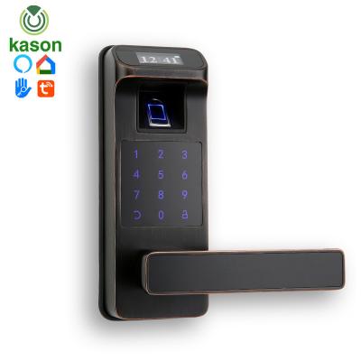 China Modern Zinc Alloy Smart Home Fingerprint Entry Password WIFI Smartphone Digital Keypad Code Keyless Door Lock for sale